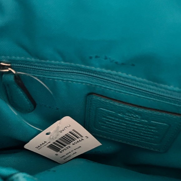 NWT Rare Coach Edie 31 Turquoise Pebbled Leather Satchel Shoulder Bag - Picture 10 of 15